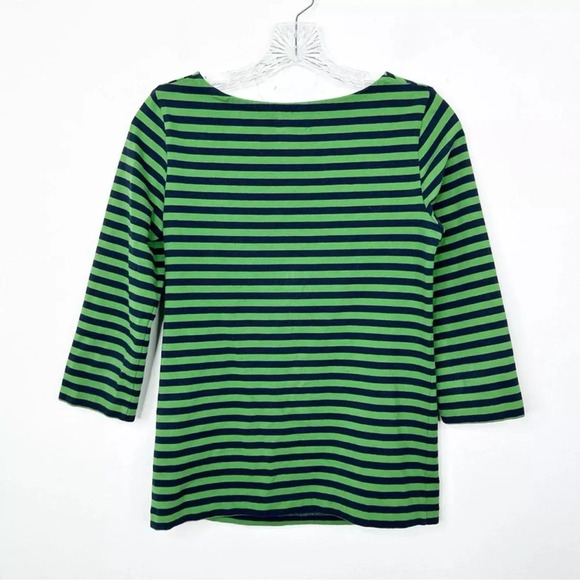 KATE SPADE Cameo Green and Navy Blue Striped Front Crinkle Shirt Top Size XS - Picture 3 of 3